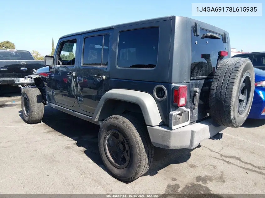 2008 Jeep Wrangler Unlimited Rubicon VIN: 1J4GA69178L615935 Lot: 45612151