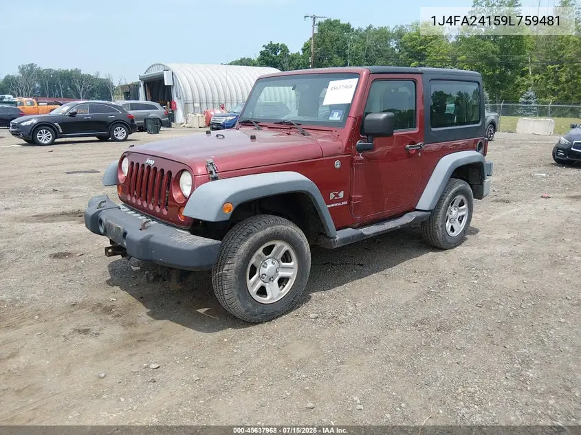 2009 Jeep Wrangler X VIN: 1J4FA24159L759481 Lot: 45637968