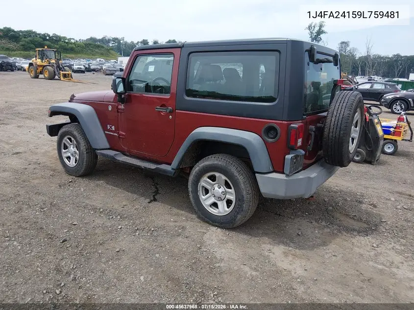 2009 Jeep Wrangler X VIN: 1J4FA24159L759481 Lot: 45637968
