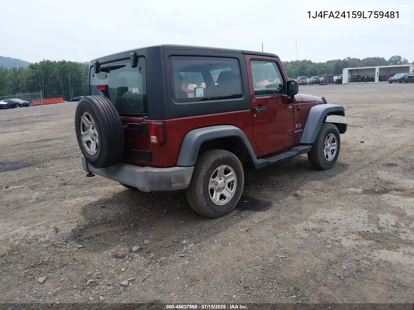 2009 Jeep Wrangler X VIN: 1J4FA24159L759481 Lot: 45637968