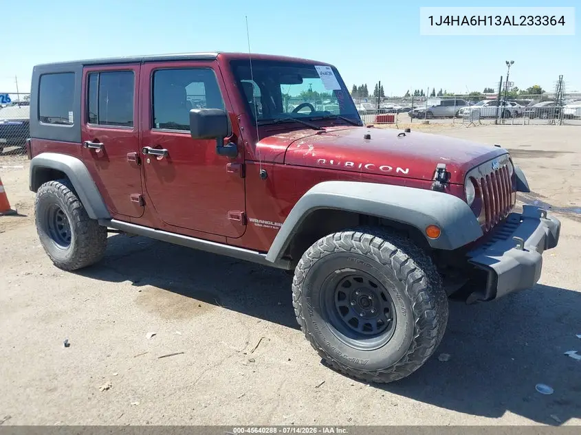 2010 Jeep Wrangler Unlimited Rubicon VIN: 1J4HA6H13AL233364 Lot: 45640288