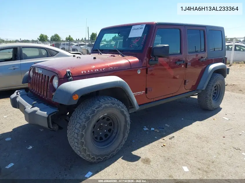 2010 Jeep Wrangler Unlimited Rubicon VIN: 1J4HA6H13AL233364 Lot: 45640288