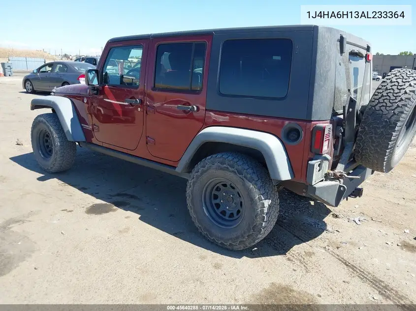 2010 Jeep Wrangler Unlimited Rubicon VIN: 1J4HA6H13AL233364 Lot: 45640288
