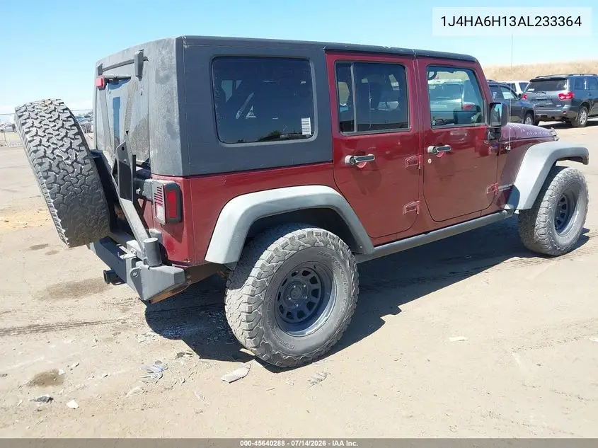 2010 Jeep Wrangler Unlimited Rubicon VIN: 1J4HA6H13AL233364 Lot: 45640288
