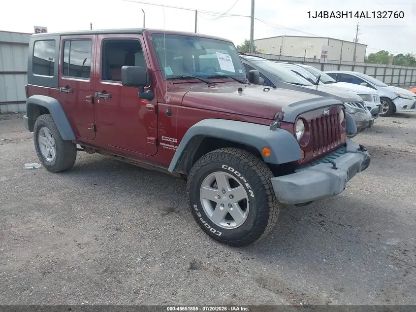 2010 Jeep Wrangler Unlimited Sport VIN: 1J4BA3H14AL132760 Lot: 45651855