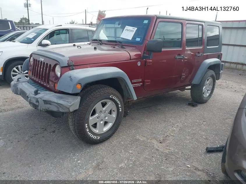 2010 Jeep Wrangler Unlimited Sport VIN: 1J4BA3H14AL132760 Lot: 45651855