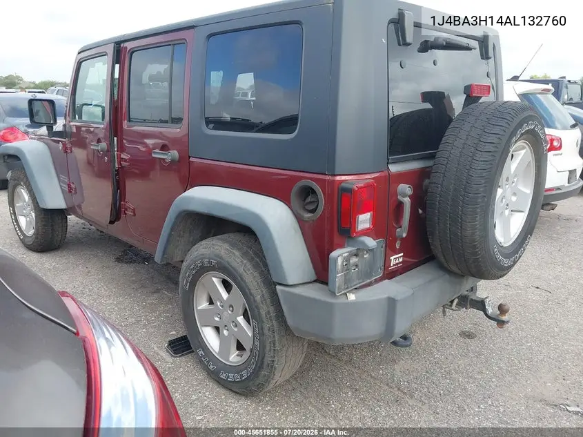 2010 Jeep Wrangler Unlimited Sport VIN: 1J4BA3H14AL132760 Lot: 45651855