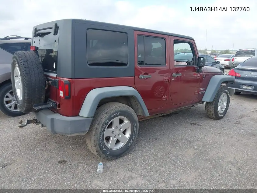 2010 Jeep Wrangler Unlimited Sport VIN: 1J4BA3H14AL132760 Lot: 45651855