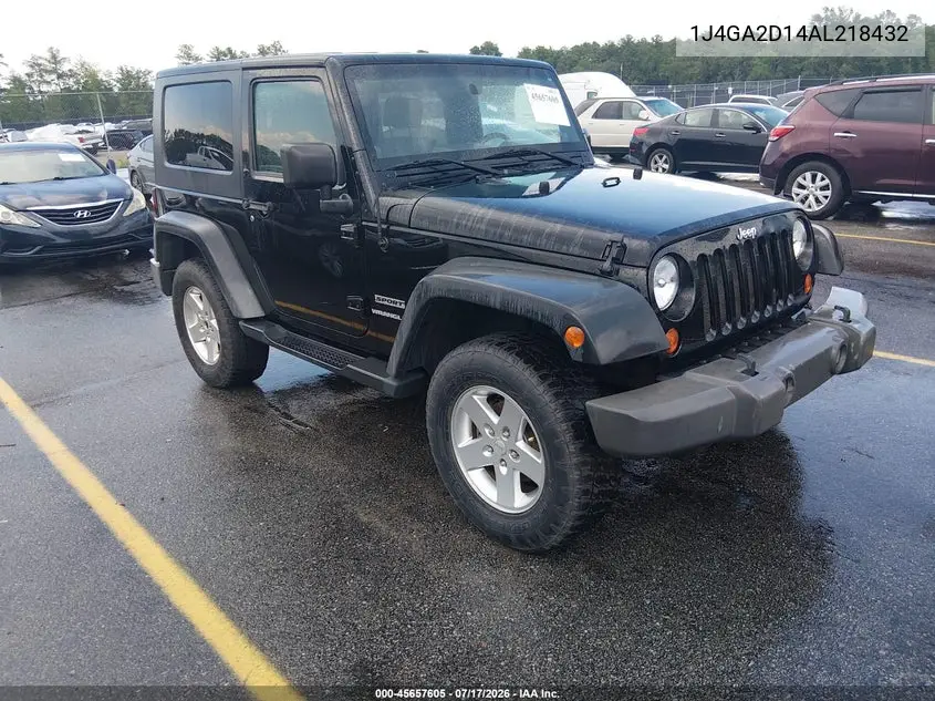 2010 Jeep Wrangler Sport VIN: 1J4GA2D14AL218432 Lot: 45657605