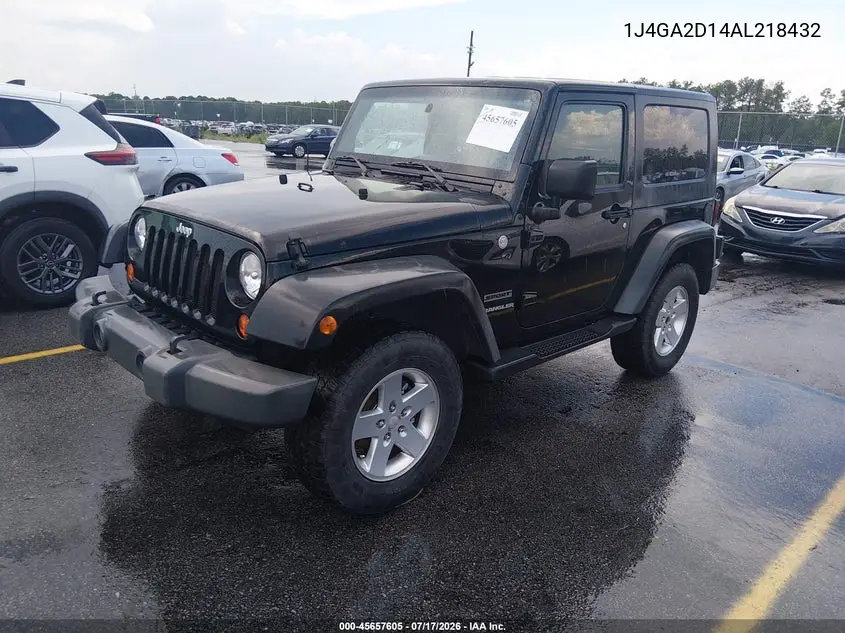 2010 Jeep Wrangler Sport VIN: 1J4GA2D14AL218432 Lot: 45657605