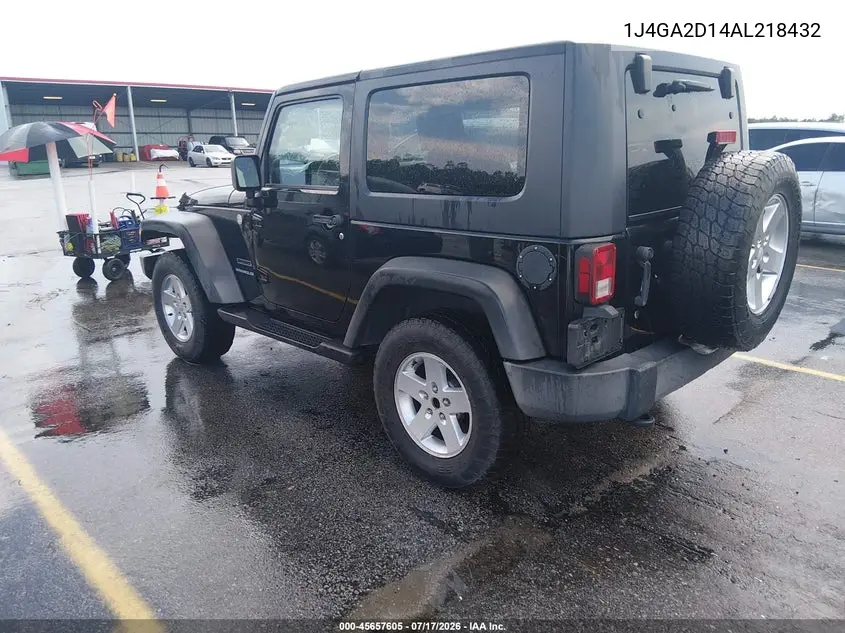2010 Jeep Wrangler Sport VIN: 1J4GA2D14AL218432 Lot: 45657605