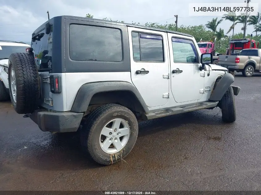 1J4BA3H14BL597735 2011 Jeep Wrangler Unlimited Sport