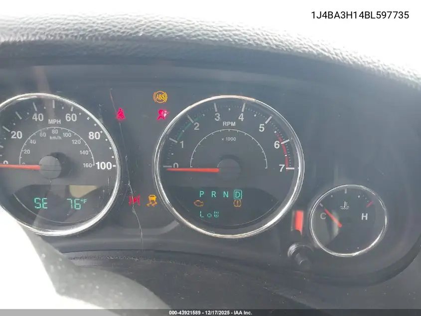 1J4BA3H14BL597735 2011 Jeep Wrangler Unlimited Sport