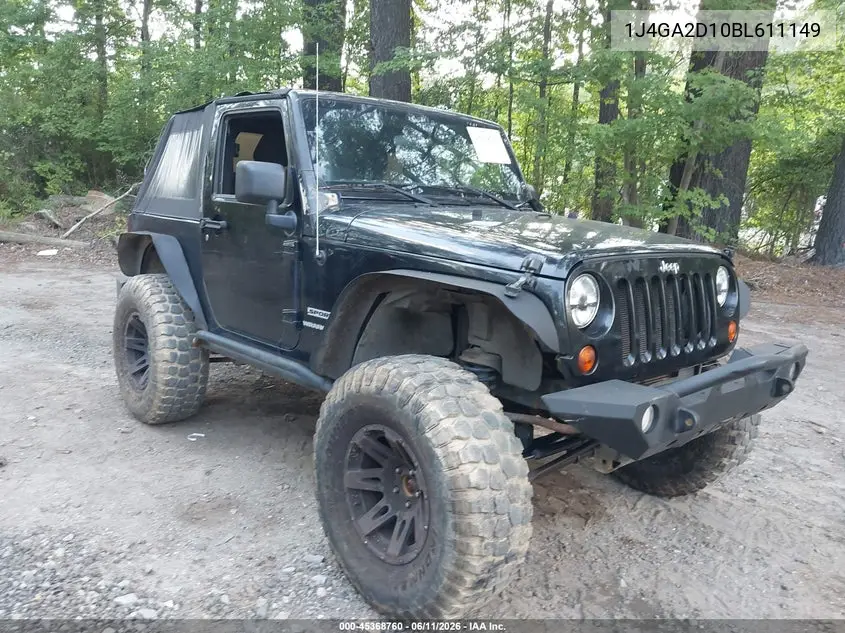 2011 Jeep Wrangler Sport VIN: 1J4GA2D10BL611149 Lot: 45368760