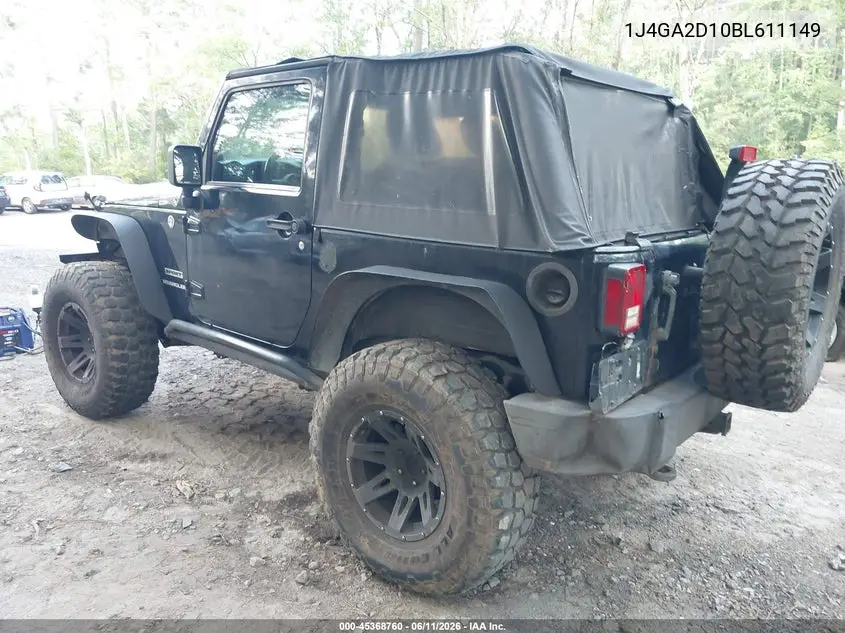 2011 Jeep Wrangler Sport VIN: 1J4GA2D10BL611149 Lot: 45368760
