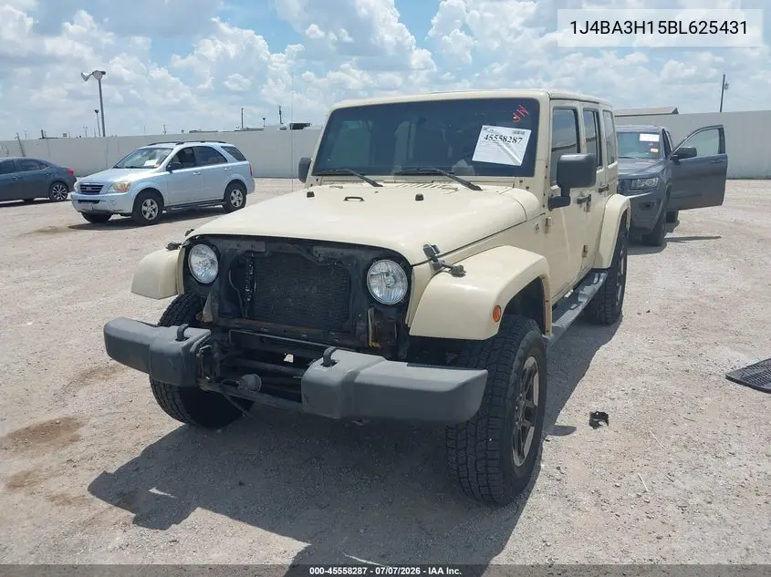 2011 Jeep Wrangler Unlimited Sport VIN: 1J4BA3H15BL625431 Lot: 45558287
