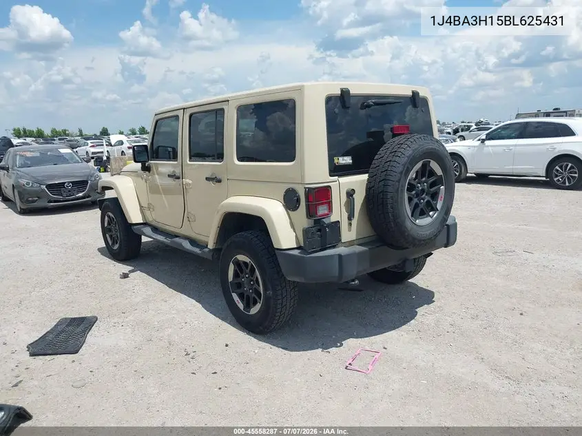2011 Jeep Wrangler Unlimited Sport VIN: 1J4BA3H15BL625431 Lot: 45558287
