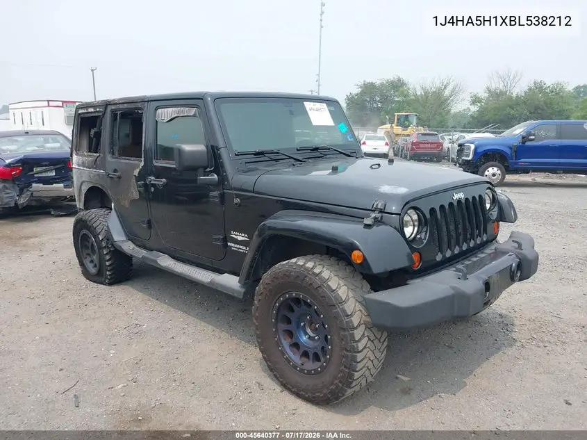 2011 Jeep Wrangler Unlimited Sahara VIN: 1J4HA5H1XBL538212 Lot: 45640377