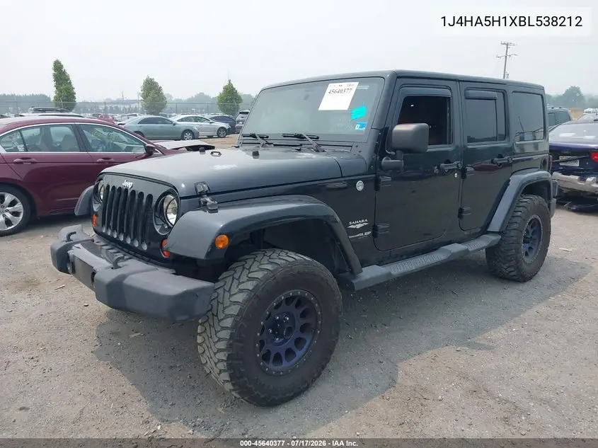 2011 Jeep Wrangler Unlimited Sahara VIN: 1J4HA5H1XBL538212 Lot: 45640377