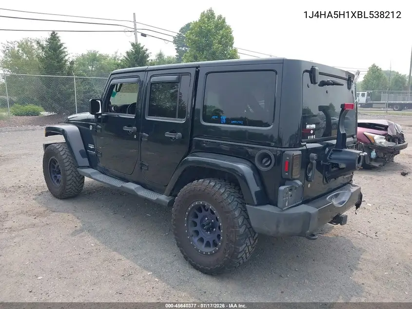 2011 Jeep Wrangler Unlimited Sahara VIN: 1J4HA5H1XBL538212 Lot: 45640377