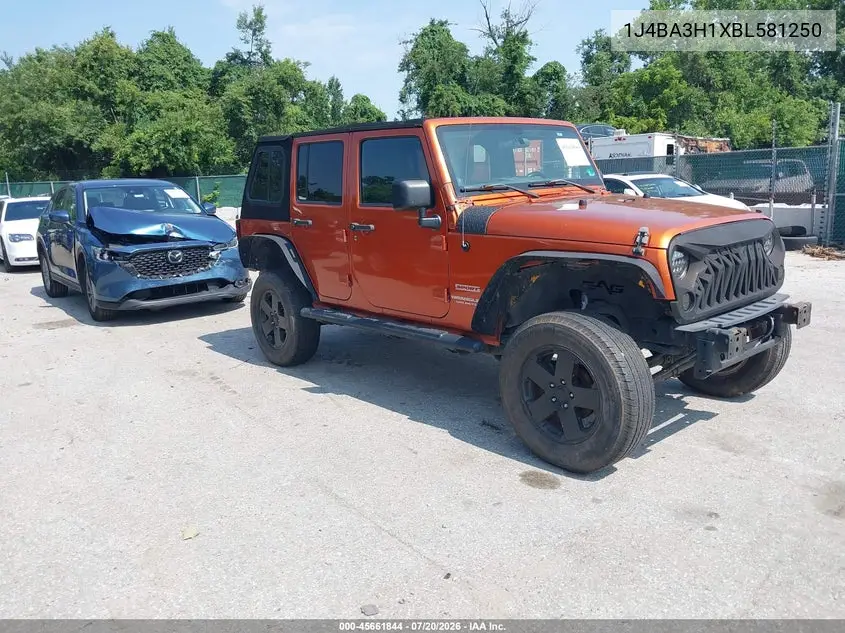 2011 Jeep Wrangler Unlimited Sport VIN: 1J4BA3H1XBL581250 Lot: 45661844
