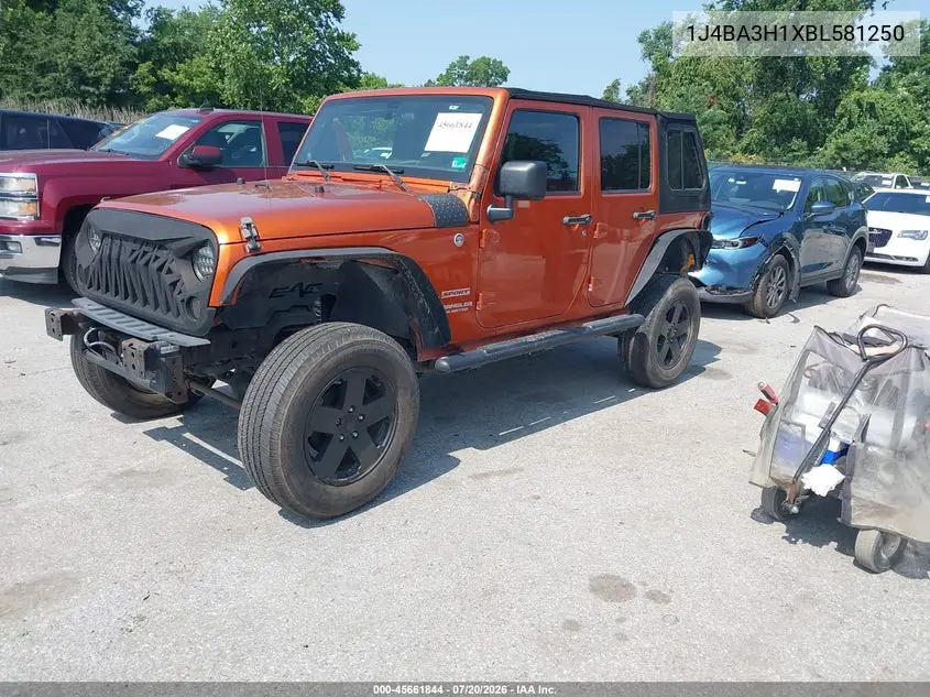 2011 Jeep Wrangler Unlimited Sport VIN: 1J4BA3H1XBL581250 Lot: 45661844