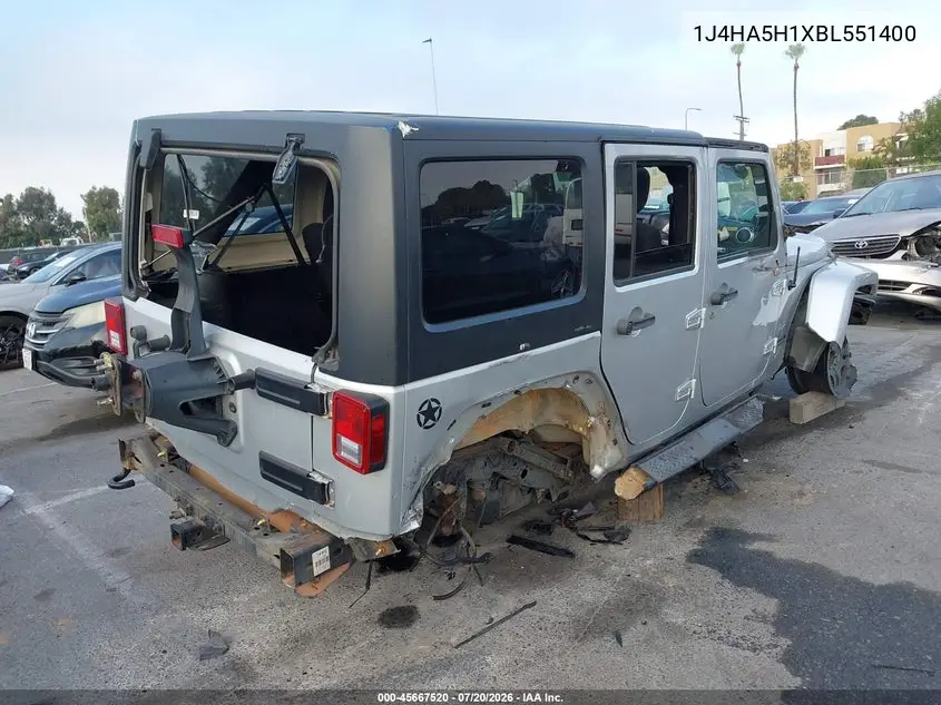 2011 Jeep Wrangler Unlimited Sahara VIN: 1J4HA5H1XBL551400 Lot: 45667520