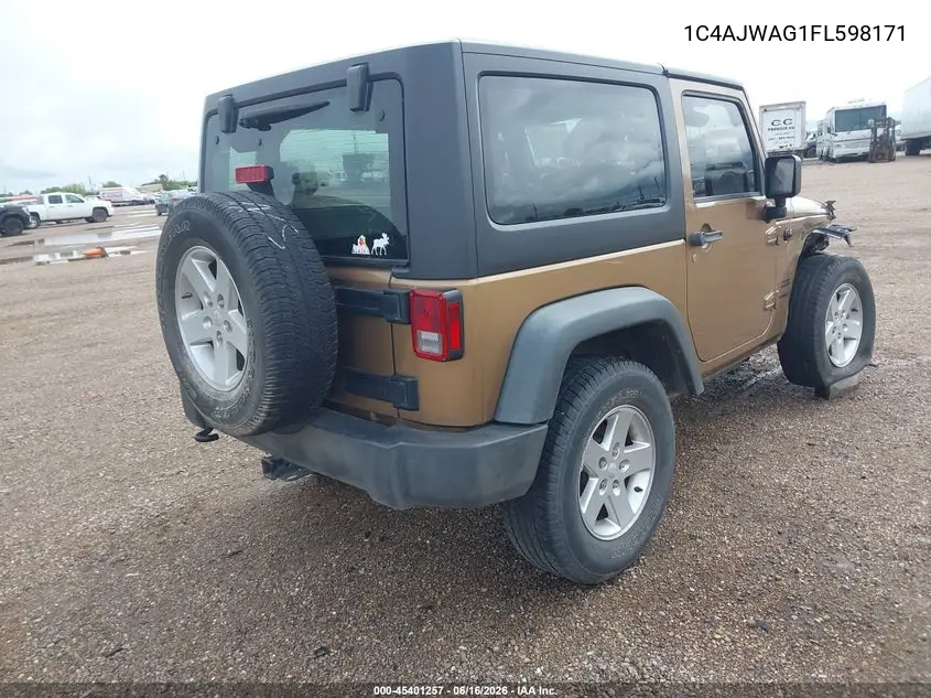 2015 Jeep Wrangler Sport VIN: 1C4AJWAG1FL598171 Lot: 45401257