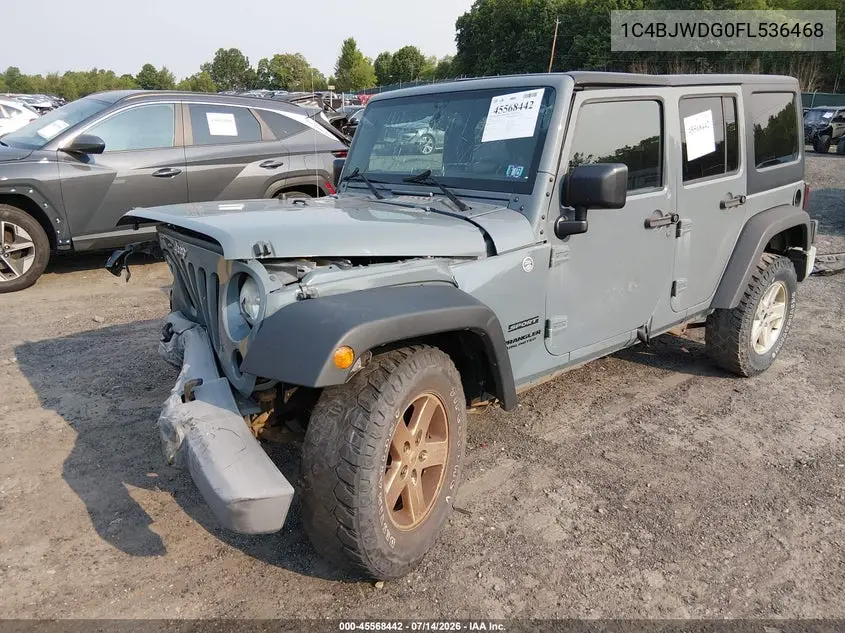 2015 Jeep Wrangler Unlimited Sport VIN: 1C4BJWDG0FL536468 Lot: 45568442