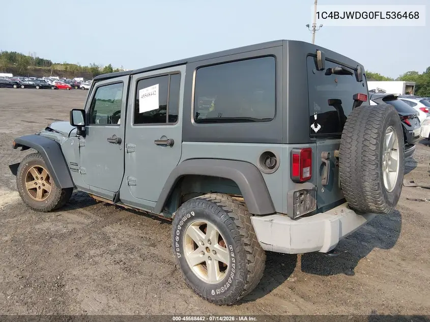 2015 Jeep Wrangler Unlimited Sport VIN: 1C4BJWDG0FL536468 Lot: 45568442