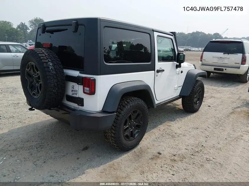 2015 Jeep Wrangler Willys Wheeler VIN: 1C4GJWAG9FL757478 Lot: 45589023