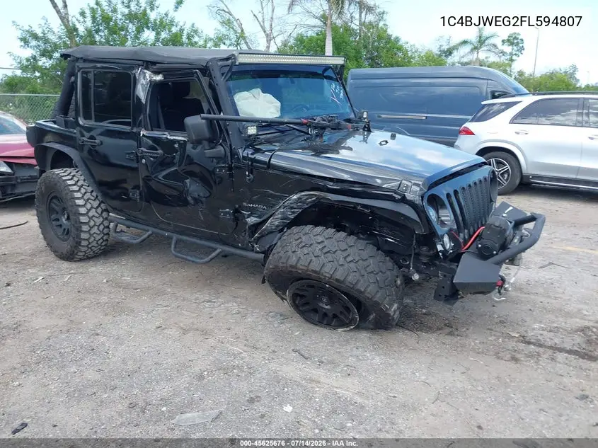 2015 Jeep Wrangler Unlimited Sahara VIN: 1C4BJWEG2FL594807 Lot: 45625676