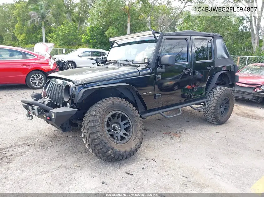 2015 Jeep Wrangler Unlimited Sahara VIN: 1C4BJWEG2FL594807 Lot: 45625676