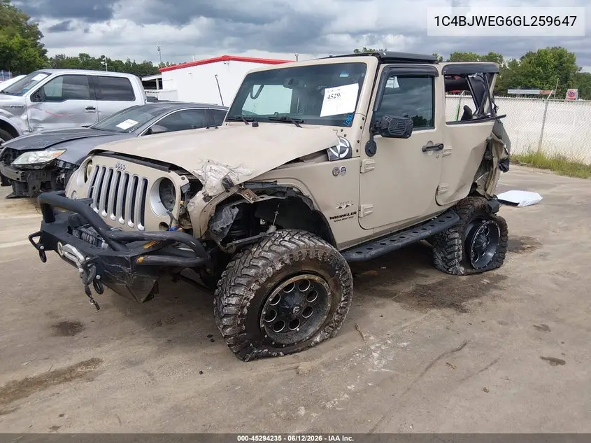 2016 Jeep Wrangler Unlimited Sahara VIN: 1C4BJWEG6GL259647 Lot: 45294235