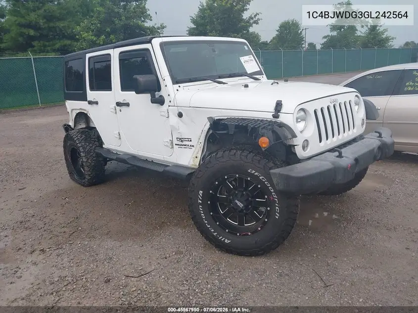 2016 Jeep Wrangler Unlimited Sport VIN: 1C4BJWDG3GL242564 Lot: 45567950