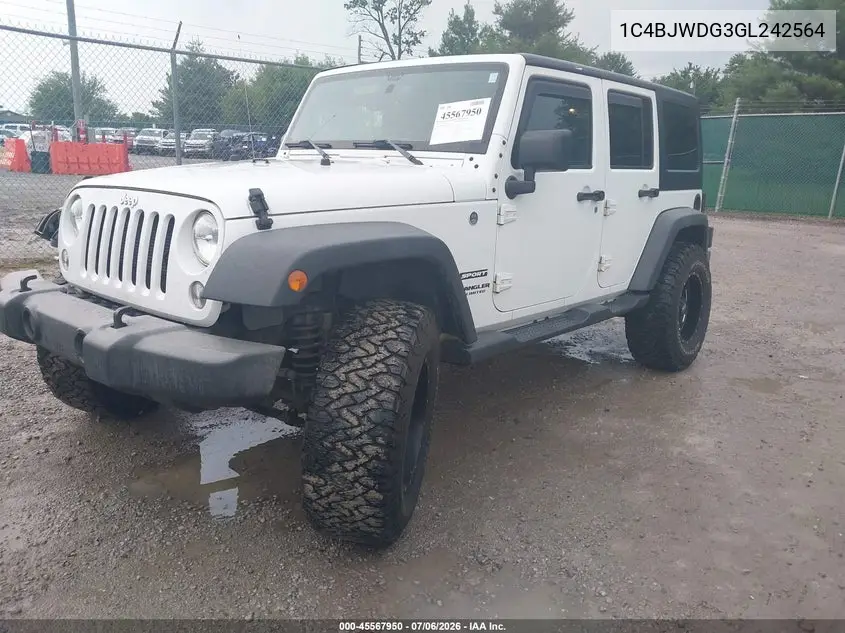 2016 Jeep Wrangler Unlimited Sport VIN: 1C4BJWDG3GL242564 Lot: 45567950