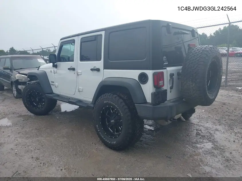 2016 Jeep Wrangler Unlimited Sport VIN: 1C4BJWDG3GL242564 Lot: 45567950