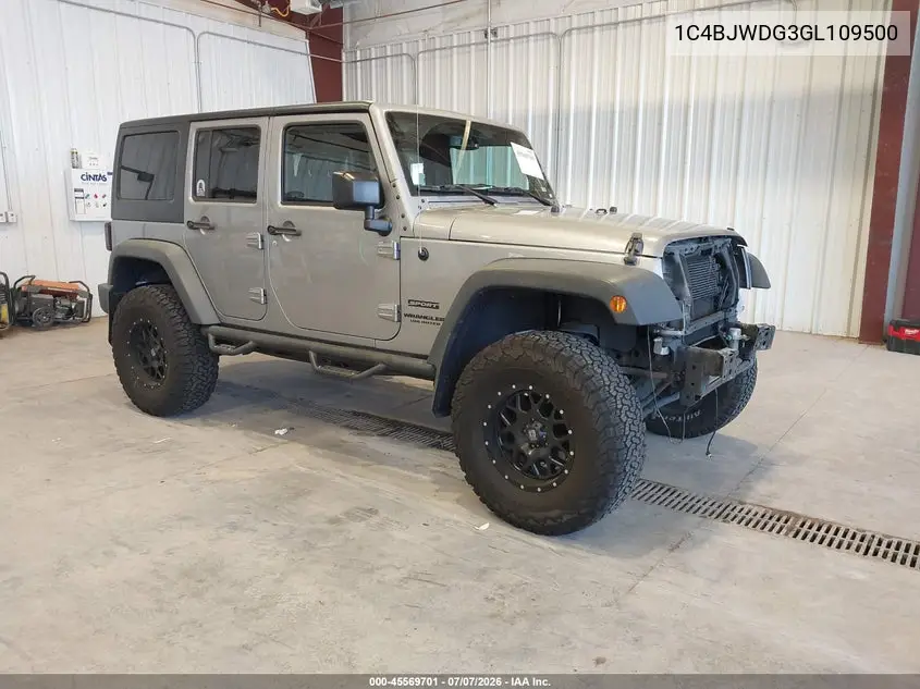 2016 Jeep Wrangler Unlimited Sport VIN: 1C4BJWDG3GL109500 Lot: 45569701