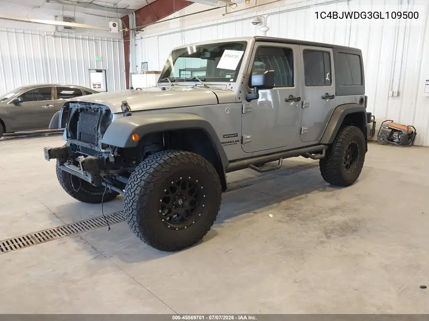 2016 Jeep Wrangler Unlimited Sport VIN: 1C4BJWDG3GL109500 Lot: 45569701