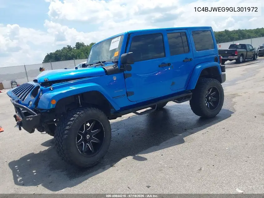 2016 Jeep Wrangler Unlimited Sahara VIN: 1C4BJWEG9GL301972 Lot: 45644216