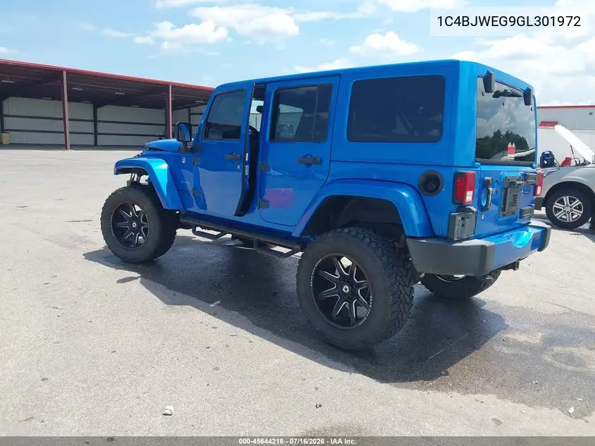 2016 Jeep Wrangler Unlimited Sahara VIN: 1C4BJWEG9GL301972 Lot: 45644216