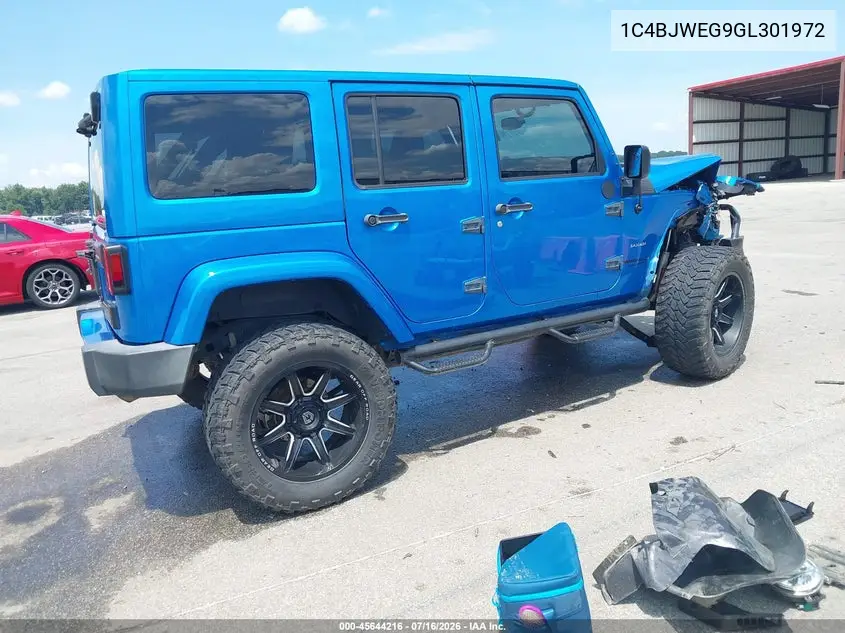 2016 Jeep Wrangler Unlimited Sahara VIN: 1C4BJWEG9GL301972 Lot: 45644216