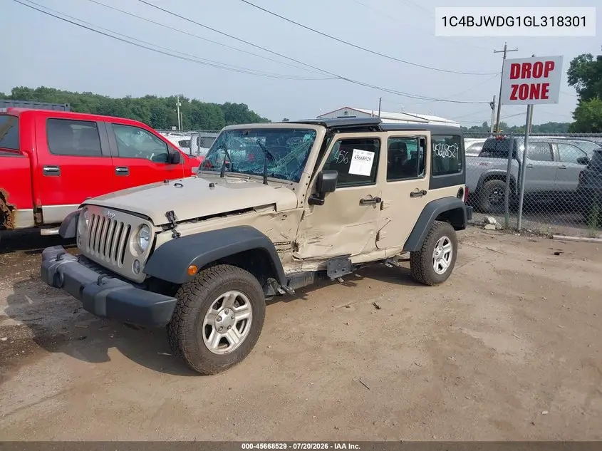2016 Jeep Wrangler Unlimited Sport VIN: 1C4BJWDG1GL318301 Lot: 45668529