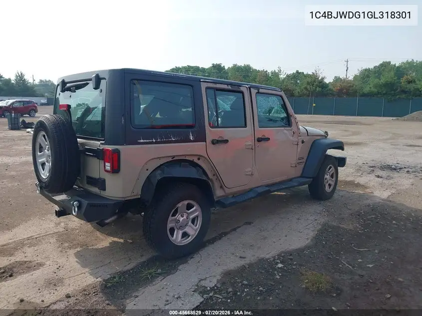 2016 Jeep Wrangler Unlimited Sport VIN: 1C4BJWDG1GL318301 Lot: 45668529