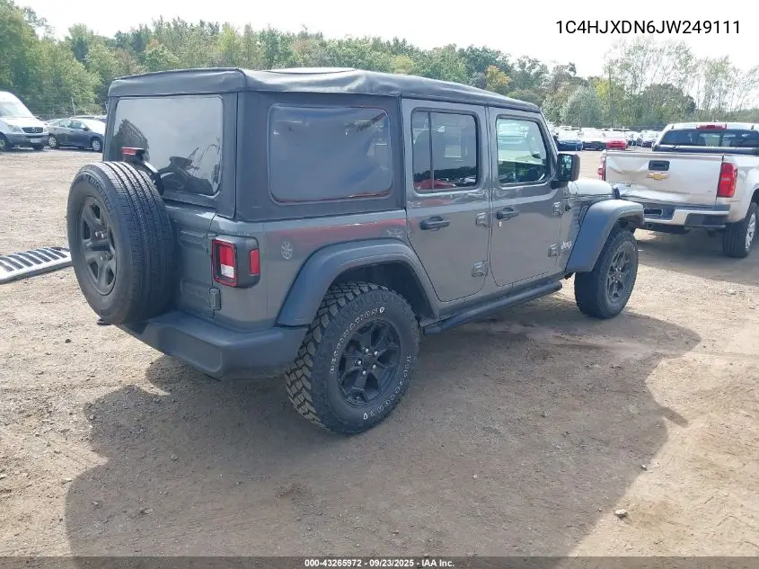 1C4HJXDN6JW249111 2018 Jeep Wrangler Unlimited Sport 4X4