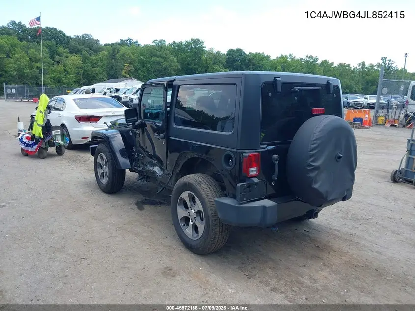 2018 Jeep Wrangler Jk Sahara 4X4 VIN: 1C4AJWBG4JL852415 Lot: 45572188