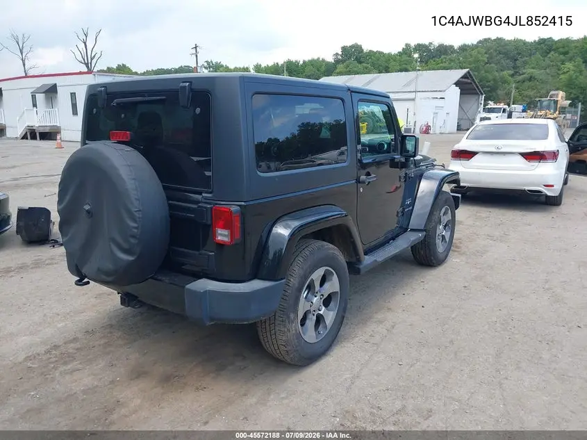 2018 Jeep Wrangler Jk Sahara 4X4 VIN: 1C4AJWBG4JL852415 Lot: 45572188