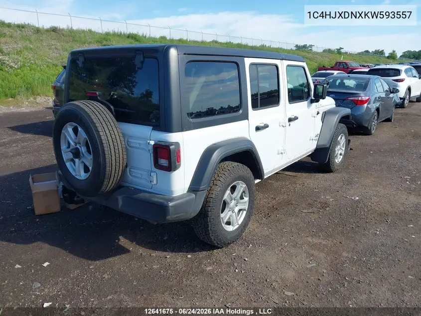 2019 Jeep Wrangler Unlimited Sport S 4X4 VIN: 1C4HJXDNXKW593557 Lot: 12641675