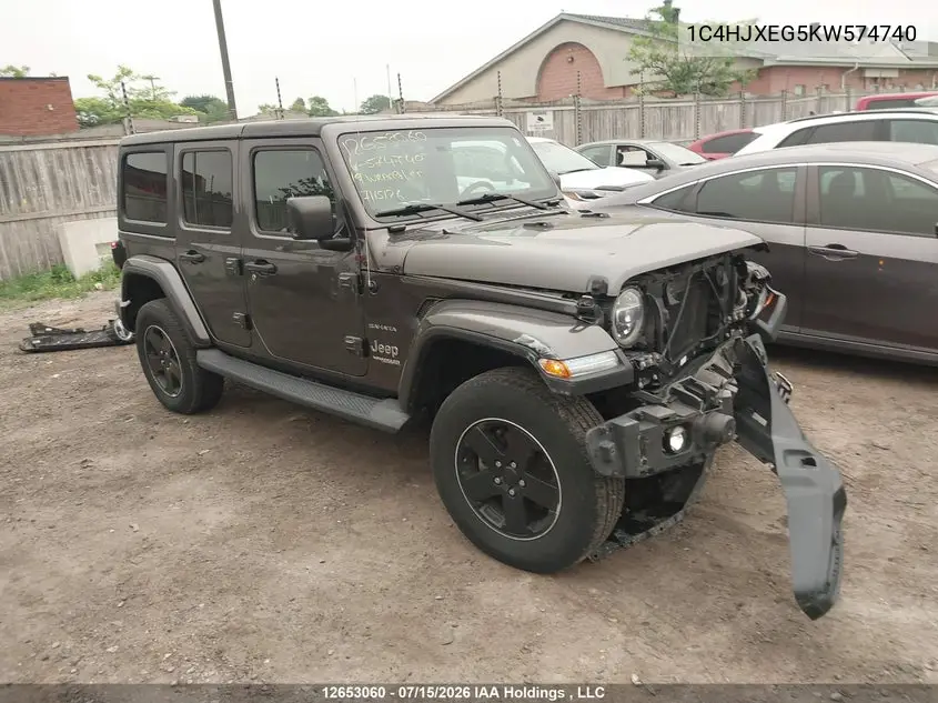 2019 Jeep Wrangler Unlimited Sahara VIN: 1C4HJXEG5KW574740 Lot: 12653060