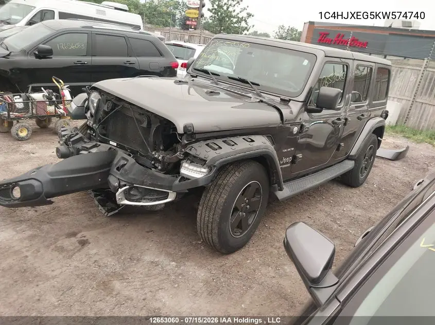 2019 Jeep Wrangler Unlimited Sahara VIN: 1C4HJXEG5KW574740 Lot: 12653060